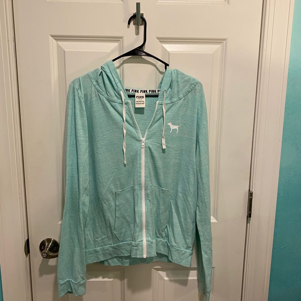 VS Pink Zip Up Sweatshirt- Teal